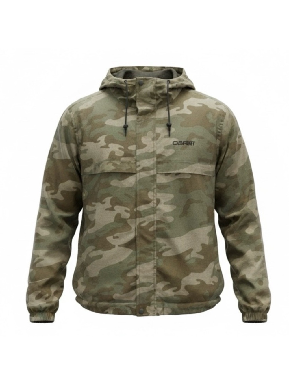 OSIRIS Mens Windbreaker Jacket Hood Lightweight Green Camo Print Size Small